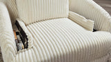 Signature Design by Ashley Tie-Breaker Cozy Contemporary Manual Press-Back Swivel Glider Rocker Recliner with 2 Bolster Pillows and Hidden Storage, White Signature Design by Ashley