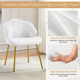 Yaheetech Vanity Chair, Velvet Accent Chair with Shell-Shaped Backrest, Modern Armchair with Gold Metal Legs for Dressing Room/Bedroom/Living Room, White Yaheetech