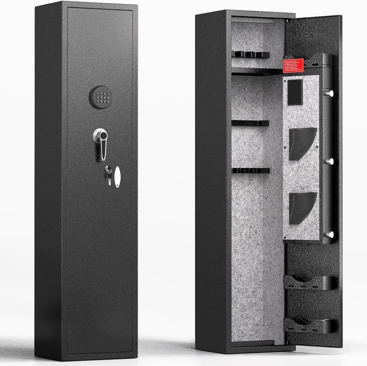SUNCROWN 4-8 Rifle Gun Safe, Long Gun Safes for Rifles and Shotguns, Quick Access Rifle Safe with Numeric Keypad for Home Use, Metal Long Gun Safe Cabinet with 3 Adjustable Removable Brackets, Black SUNCROWN