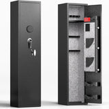SUNCROWN 4-8 Rifle Gun Safe, Long Gun Safes for Rifles and Shotguns, Quick Access Rifle Safe with Numeric Keypad for Home Use, Metal Long Gun Safe Cabinet with 3 Adjustable Removable Brackets, Black SUNCROWN