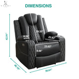 Naomi Home Chicago Recliner Chair in Black Air Leather – Modern Faux Leather Reclining Chair with Padded Armrests, Tufted Backrest, Push Back Mechanism – Living Room or Home Theater Seating Naomi Home