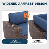 VONZOY 5 Piece Patio Furniture Set with Fire Pit Table, Wide Armrest Modular Outdoor Conversation Sets Brown PE Wicker Rattan Sectional Sofa, 4'' Thickened Cushion Navy Blue VONZOY