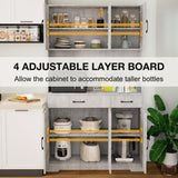 Azaeahom 71" Pantry Cabinet with Charging Station, Kitchen Storage Cabinet with Microwave Stand, 8-Zone Organization, 2 Smooth-Glide Drawers, Open Countertop for Dining, Kitchen, Living Room (Gray) Azaeahom