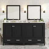 60" Black Bathroom Vanity with Double Sink, 60 Inch Bathroom Vanity Set with Double Vanities (Separate), 2 Bathroom Vanities with Sink, Storage Shelf, and Divided Drawers (Mirror not Included) Mirightone