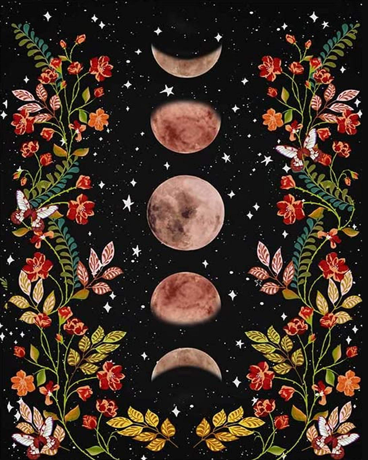 TUMOVO Paint by Numbers for Adults Moonlit Garden Painting by Numbers for Adults Moon Phase Surrounded by Vines and Flowers Black Adult Paint by Number Kit Unique Gift for Adults, 16"x20"(Frameless) TUMOVO
