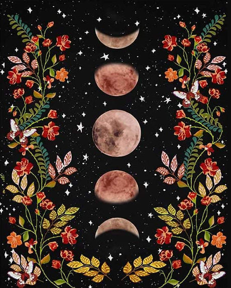 TUMOVO Paint by Numbers for Adults Moonlit Garden Painting by Numbers for Adults Moon Phase Surrounded by Vines and Flowers Black Adult Paint by Number Kit Unique Gift for Adults, 16"x20"(Frameless) TUMOVO