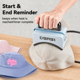 D9A91 Hat Press,Mini Hat Press Machine. for Caps, T-Shirt & More, Curved Heating Plate and Silicone Base,Heat Up Fast and Even, No Crease, LCD Digital Temperature &Timer Control-Light Blue D9A91