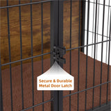 Wooden Dog Kennel Furniture, Heavy Duty Dog Cage, 40" Dog Kennel with Double Doors, Dog Crates for Large Dogs, Rustic Brown SMEFNOS