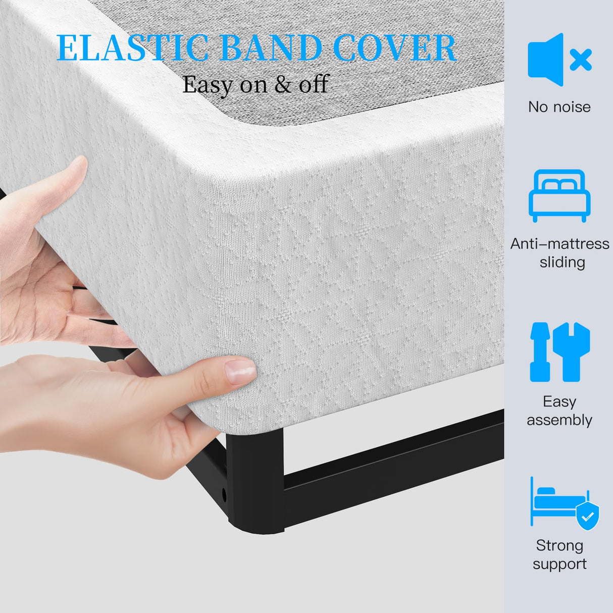 OSASET Full Box Spring, 9 Inch Metal Full Size Box Spring Only, Heavy Duty Metal Frame Mattress Foundation Support for 3000lbs, Easy Assembly, Noise Free, Non Slip OSASET