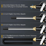 High Volume Air Blow Gun with Brass Adjustable Air Nozzle, Industrial Air Blower Gun with 2 pcs Steel Extensions and 13.7 Inch Universal Blow Hose, Pneumatic Air Gun Air Compressor Accessories Tool SARDVISA