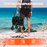 Collapsible Folding Wagon Cart with Tailgate,330LBS Resting Weight Capacity Beach Wagon with All-Terrain Big Wheels,Heavy Duty Foldable Utility Wagon Cart for Groceries,Sports,Shopping,Camping,Black Antifir