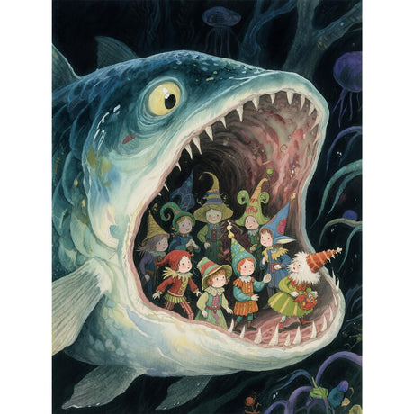 Giant Monster Fish 5D Diamond Painting Kit for Adults，Fantasy Deep Sea Shark Full Drill DIY Round Gem Art Diamond Art Kits Painting Crafts Ideal for Beginners and Home Wall Decor 12X16inch PUSHPIN PAINTING