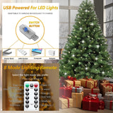 ibidan 8ft Green Artificial Christmas Tree with Led Lights, Premium Foldable Xmas Tree Full with Branch Tips, Faux Christmas Tree with Lights for Bedroom, Corner, Easy Assembly with Metal Stand ibidan