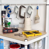 Design Ideas MeshWorks Metal Storage Utility Wood Top Shelving Unit Rack for Garage and Kitchen Storage, 35.4” x 17.7” x 63”, Sage Green Design Ideas