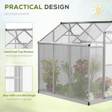 Outsunny 6' x 6' Walk-in Polycarbonate Greenhouse with Roof Vent for Ventilation & Rain Gutter, Heavy Duty Aluminum Green House, Hobby Greenhouse for Winter Outsunny