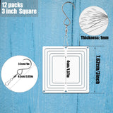 WindMage 12 Pack 3inch Sublimation Wind Spinner Blanks 3D Aluminum Metal Wind Sculpture Kinetic Spinners for Yard Garden Indoor Art Ornaments Xmas Hanging Decoration (Square) WindMage