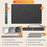 Newverest Jigsaw Puzzle Mat Roll Up, Saver Pad 55” x 35.5” Portable Keeper Up to 3000 Pieces with Non-Slip Rubber Bottom and Polyester Top + 3 Puzzle Sorting Trays, Travel-Friendly Storage Bag Newverest