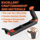 JORGENSEN Wood Plane, Professional Surform Plane, Zinc Alloy Die Casting Body, 65MN Sharp Blade, Wood Shaver Tool for Woodworking Rasp - Ergonomic Soft Grip Handle Jorgensen