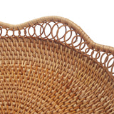Rattan Fruit Basket for Serving Woven Bread Tray for Cake Kitchen Counter Table Natural (11.8inch D x 3.5inch H) DOKOT