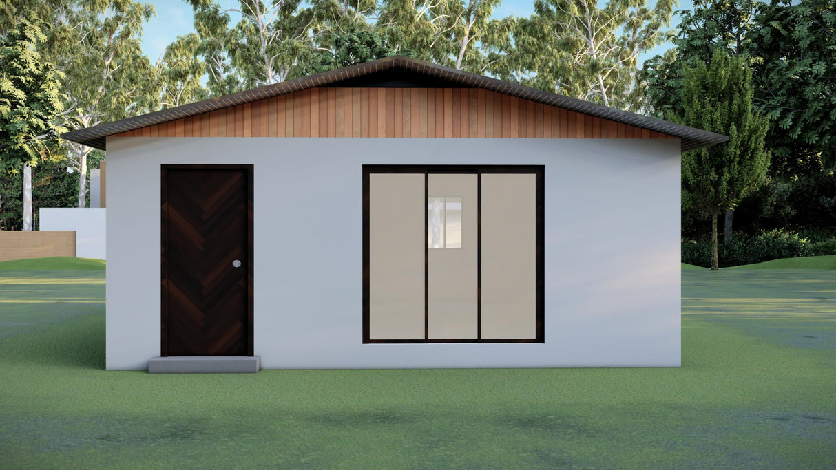 Tiny Home Plans 25’x33’ – 825 sqft Two Bedroom Bungalow Cabin – Building Blueprint with Floor Plan, Elevations, and More Generic