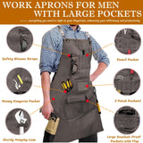BLIRITEL Canvas Work Aprons for Men with Tools Pockets,Heavy Duty Adjustable Tools Apron, Woodworking Apron for Carpenters Mechanic (Grey) BLIRITEL