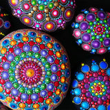 Potchen 10 Pcs Mandala Rock Painting Kit Mandala Dotting Tools Kit Wooden Rocks Dot Paint Stencils Tool Set for Adults Arts Drawing Home Decor Activity DIY Mothers Day Gift Potchen