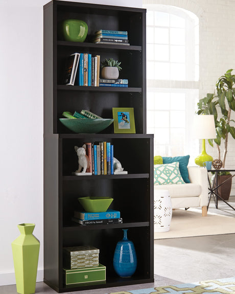 ClosetMaid Bookshelf Tiers, Adjustable Shelves, Tall Bookcase Sturdy Wood with Closed Back Panel, Black Walnut Finish, 6-Shelf Hutch ClosetMaid