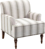UIXE Stripe Accent Chair, Modern Upholstered Armchair in Fabric for Living Room, Nailhead Trim Club Arm Chair Comfy Single Sofa Bedroom Reading Seat with Wood Legs - Brown UIXE