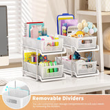 RIKOJUXI Bathroom Organizer with Dividers, 2Pcs 2 Tier Stackable Under Sink Organizers and Storage Cabinet Organizers for Bathroom Kitchen Pantry Organization and Storage, Medicine Cabinet Organizer RIKOJUXI