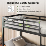 Feonase Metal Twin Over Twin Bunk Bed with Ladder and High Guardrail, Heavy-Duty Metal Slats Support, Noise Free, No Box Spring Needed, for Kids and Juniors, Black Feonase