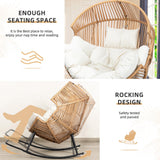 Vongrasig Wicker Rocking Egg Chair PE Rattan with Cushion, Oversized Patio Lounge Rocker Chair for Outdoor, Indoor, Balcony, Backyard, Garden, Beige Vongrasig