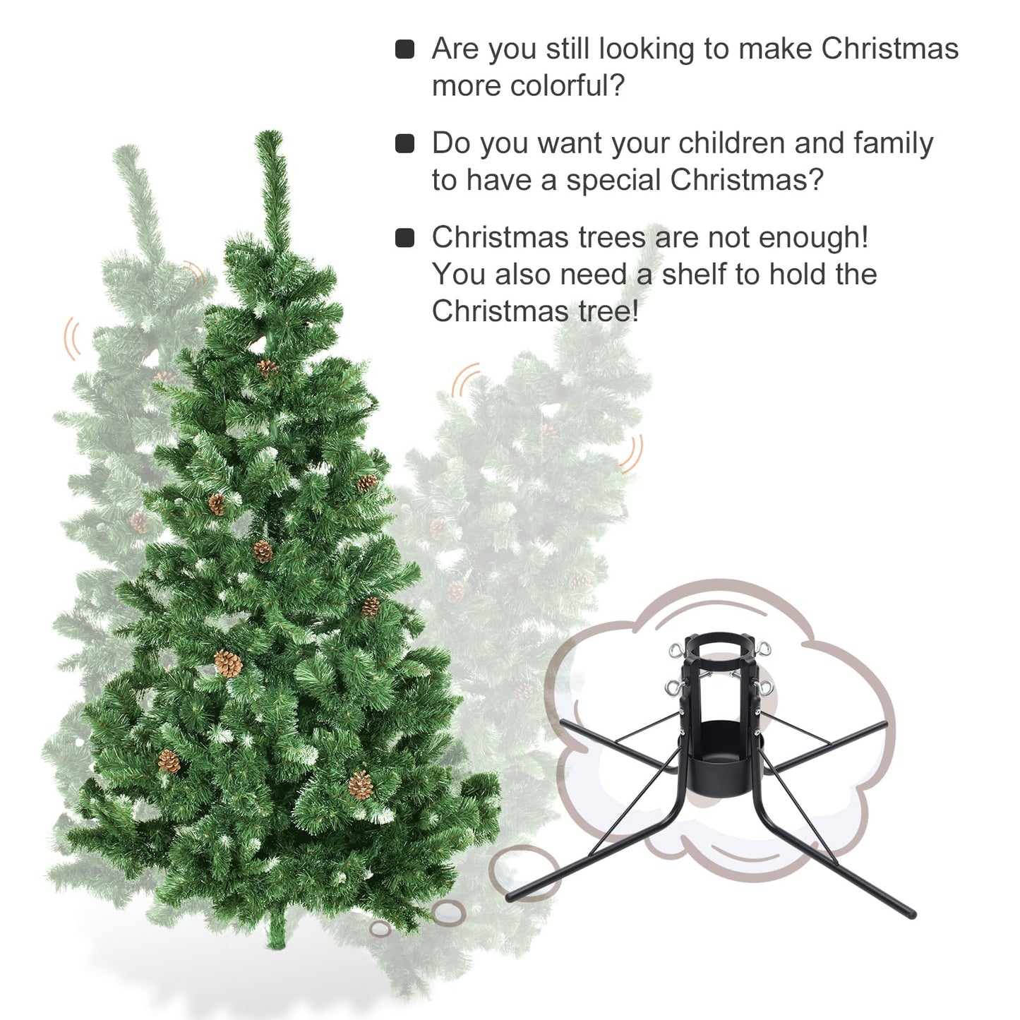 DIIG Christmas Tree Stand, Detachable Christmas Tree Bracket Suitable for Trunks of 1.5 to 4.3 Inches, Suitablefor Pine SprucePoplarof 4-10 Feet