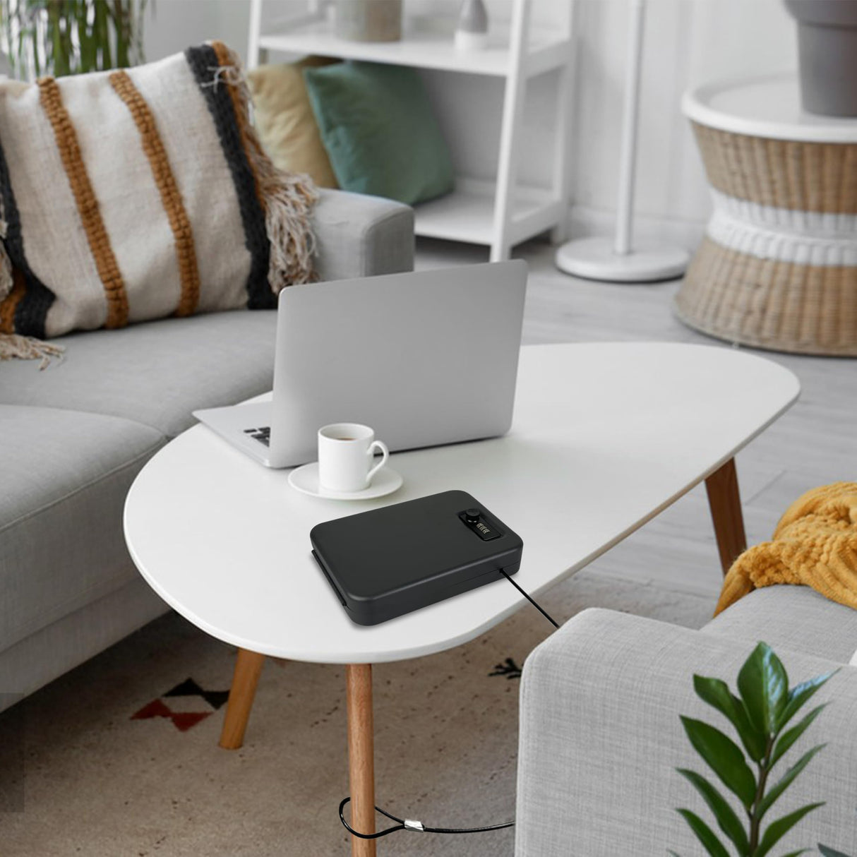 YIYITOOLS Small Gun Safe, Pistol Safe Small Handgun Lock Box with Resettable Combination Lock, Heavy-Duty Alloy Steel Handgun Lock Box, Foam Padding, Security Cable, Ideal for Car,Travel,Home, BLack YIYITOOLS