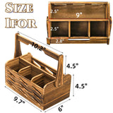 Noamus Silverware Caddy with Handle, 4 Compartments Wooden Flatware Utensil Holder, Cutlery Organizer Napkin Storage for Countertop, Kitchen Bathroom Bedroom, Farmhouse Decor, Party Camping Picnic Noamus