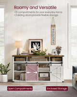 VASAGLE TV Stand for TVs up to 65 Inches, Farmhouse Entertainment Center with Sliding Barn Doors, TV Console Table for Living Room, Rustic White and Honey Brown ULTV322W73 VASAGLE