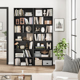 FACBOTALL 82" Tall Bookshelf, 7-Tier Open Shelves Bookcase, Freestanding Display Storage Shelves, Tall Bookcase Home Decor Furniture for Home Office, Living Room, Bedroom, Black FACBOTALL