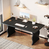 Tribesigns 63-Inch Large Executive Desk, Modern Computer Office Desk Workstation, Double PC Gaming Writing Table Home Office Desk with Sturdy Legs,Black Tribesigns