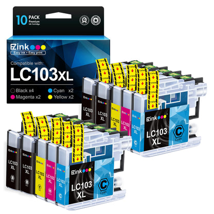 E-Z Ink Compatible Ink Cartridge Replacement for Brother LC103XL Ink Cartridges LC103 XL LC103BK LC101 LC 103 to Use with MFC-J870DW MFC-J470DW MFC-J6920DW MFC-J6520DW MFC-J450DW (10 Pack)