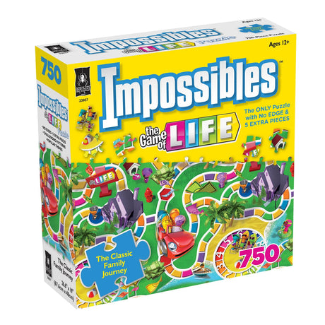 BePuzzled, Hasbro Impossibles Puzzle Featuring Imagery from The Classic Game of Life, a 750 Piece Borderless Puzzle for Advanced Puzzlers Ages 15 and Up Bepuzzled