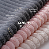 FLEXISPOT AC1 Accent Chairs Set of 2, Upholstered Mid Century Modern Corduroy Armchairs with Solid Wood Frame, Comfy Lounge Reading Chairs Farmhouse Armchairs for Living Room, Bedroom, Balcony (White) FLEXISPOT