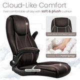 NEO CHAIR Ergonomic Office Chair PU Leather Executive Chair Padded Flip Up Armrest Computer Chair Adjustable Height High Back Lumbar Support Wheels Swivel for Gaming Desk Chair (Brown) NEO CHAIR