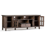 SIMPLIHOME Artisan SOLID WOOD 72 Inch Wide Transitional TV Media Stand in Natural Aged Brown for TVs up to 80 Inch, For the Living Room and Entertainment Center SIMPLIHOME