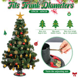 Huwena Christmas Tree Stand for Live Trees, Real Xmas Tree Holder Base Cast Iron, Supports up to 8ft, 4-Inch Diameter, 120lb Weight Capacity for Christmas Rustic Decoration (Bell, Bow Style) Huwena