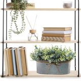 Winlyn Artificial Eucalyptus Arrangement in Rustic Oval Galvanized Metal Planter Box Faux Eucalyptus Bush Greenery Potted Plants for Farmhouse Indoor Home Office Table Centerpiece Kitchen Décor Winlyn