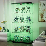 Yoluckea Glass Cabinet with LED Light, 4 Shelves Glass Display Cabinet w/2 Doors,Floor Standing Clear Glass Curio Cabinet Collection Display Cabinet for Living Room Bedroom 64.7” x 31.7” x 14.3” Black Yoluckea