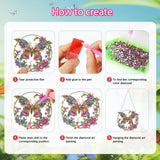 VeteUr RDCREW DIY Butterfly Diamond Art Wreath Kits - Special Shaped Rhinestone Diamond Painting Suncatcher Hanging Ornament Window Pendants Gift for Home Garden Wall Indoor Outdoor Decor, Small VeteUr