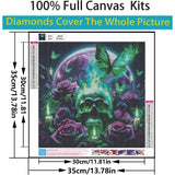 CSZPPQAF 5D Diamond Painting Kits for Adults, Skull Flower Diamond Art Kits for Adults Beginner, DIY Round Full Drill Diamond Dots Gem Painting for Home Decor 13.7x13.7 Inch CSZPPQAF