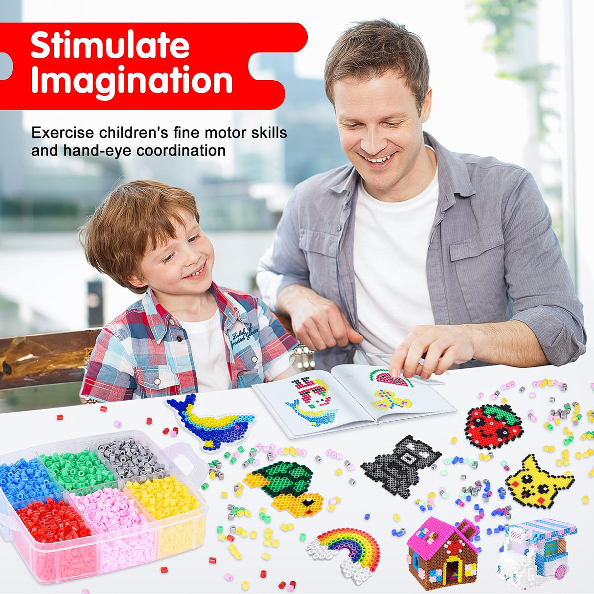 Fuse Beads Kit for Kids: 10000PC Melty Beads Set, 5MM Iron Melting Beads Craft Kit with 8 Pegboards,5 Ironing Paper and Accessories, Arts and Crafts Set Toys Gifts for Boys Girls Christmas Birthday LULUETPUE
