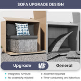UDPATIO Patio Furniture Set,Fully Assembled Outdoor Sectional Sofa，Half-Moon Curved Modular 4 Pieces Heavy Duty Wicker Furniture Set for Porch,Backyard,Grey UDPATIO