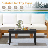LUE BONA Outdoor Coffee Table Rectangle, HDPS Patio Coffee Tables for Outside, All Weather Patio Coffee Table with Slatted Tabletop for Deck, Garden, Balcony, Indoor or Outdoor Use, Black LUE BONA